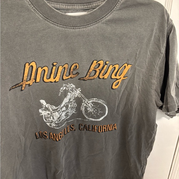 Anine Bing Charcoal Tee with Orange and White Graphic - Picture 2 of 7